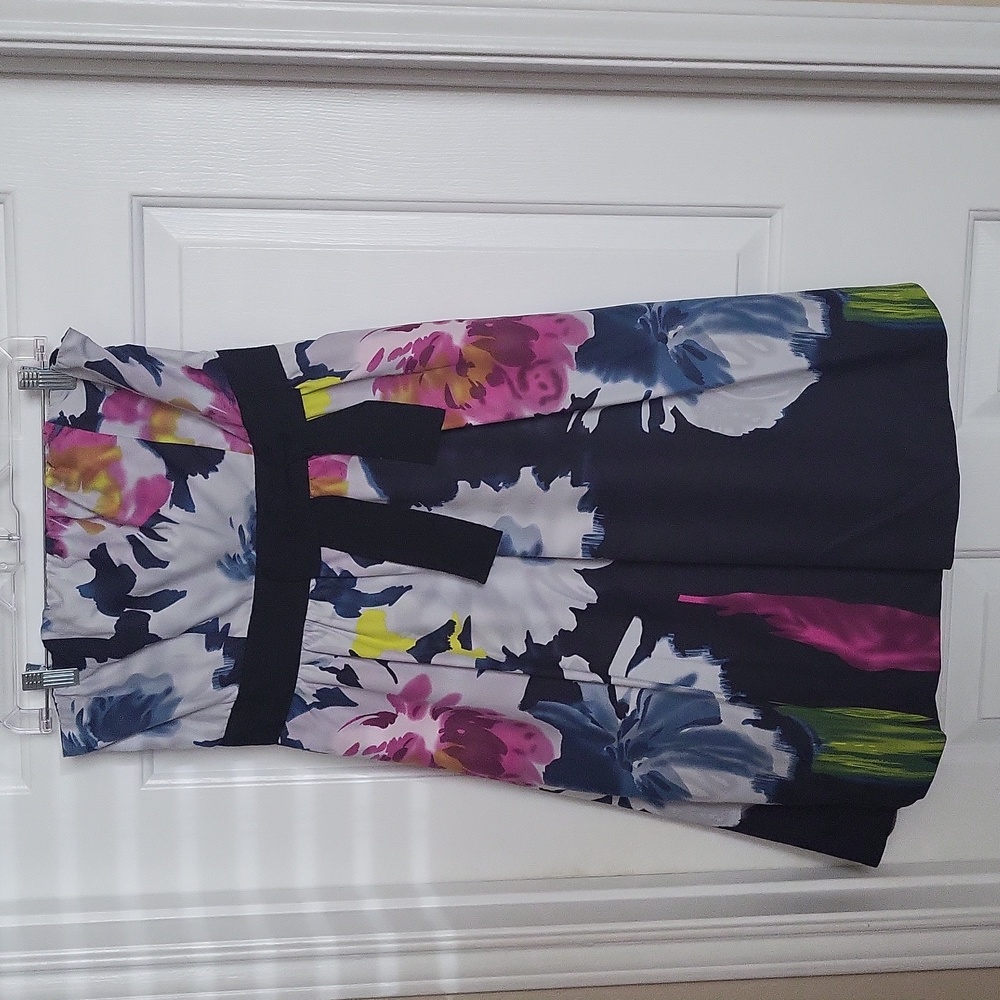 The Limited Floral Strapless Dress with Black Waistband
